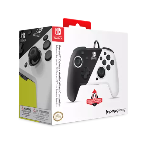 Comprar Mando Faceoff Deluxe Blanco y Negro Licenciado Switch
